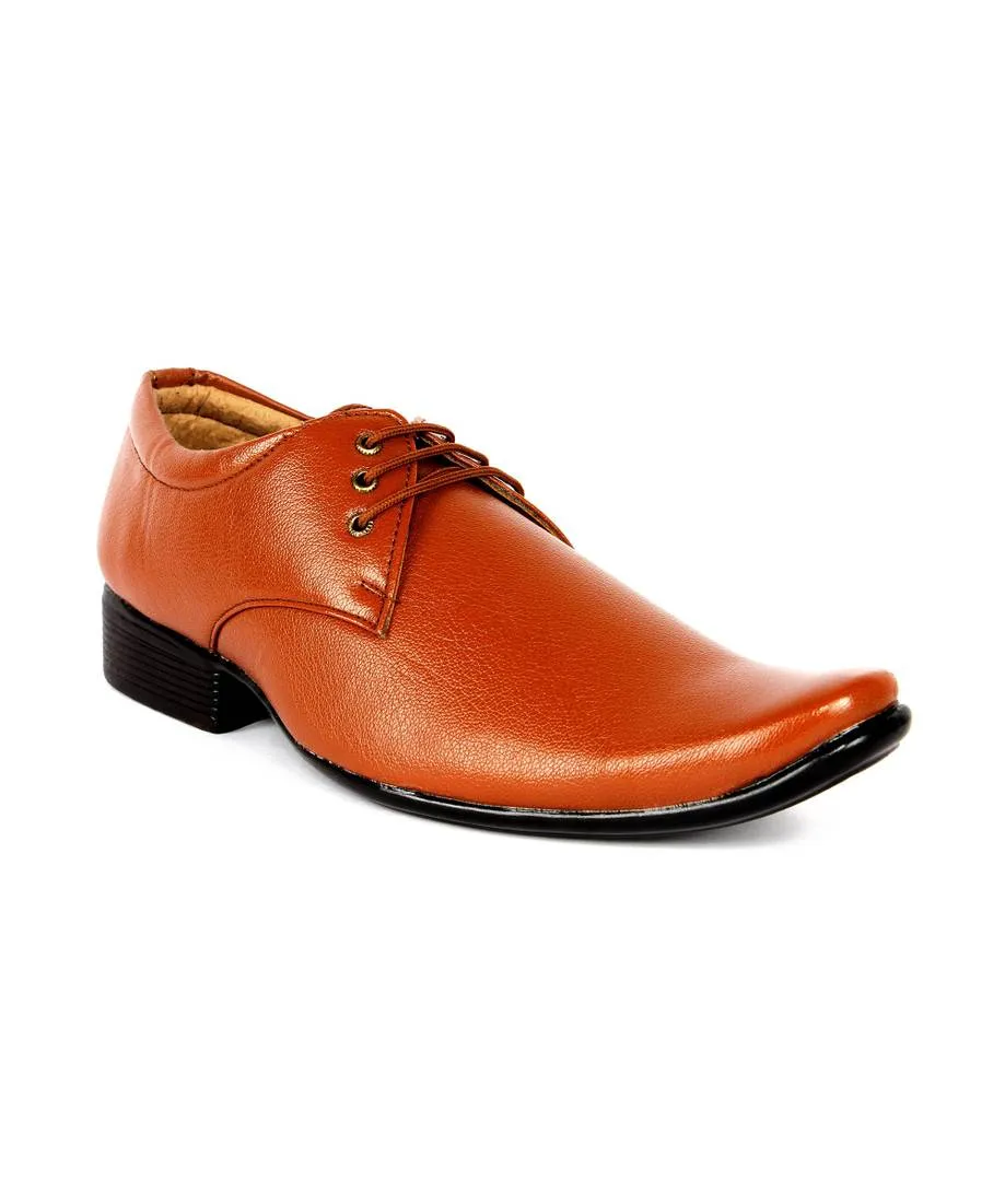 Men's Tan Lace -up Synthetic Formal Shoes