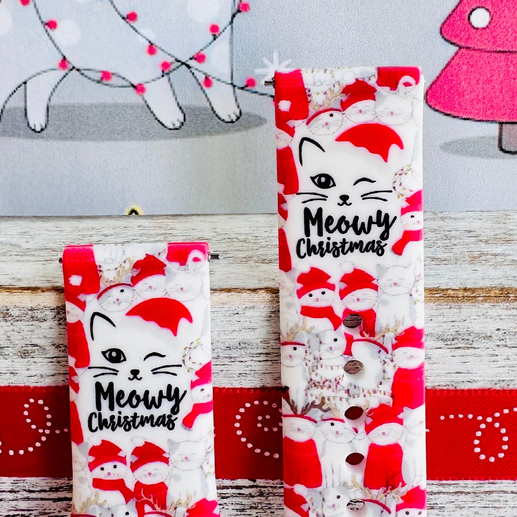 Meowy Christmas Print Silicone Band For Samsung Watch