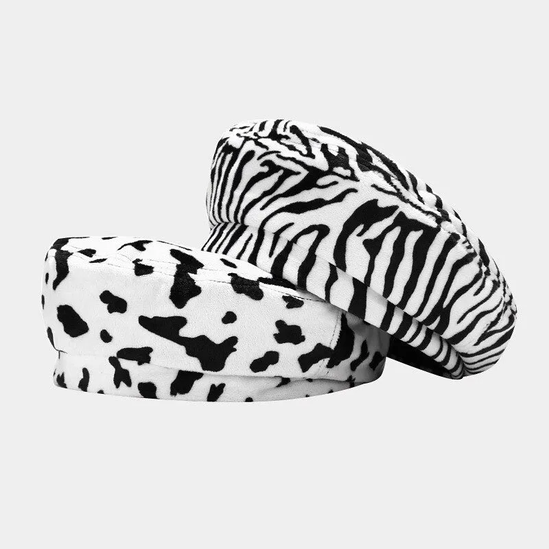 Modern Fashionable Zebra Pattern Winter Beret Hats