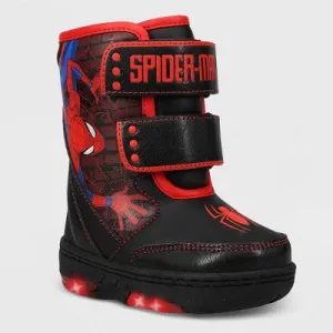 New - Marvel Toddler Hook-And-Loop Mid Calf Winter Boots Light-Up Spider-Man