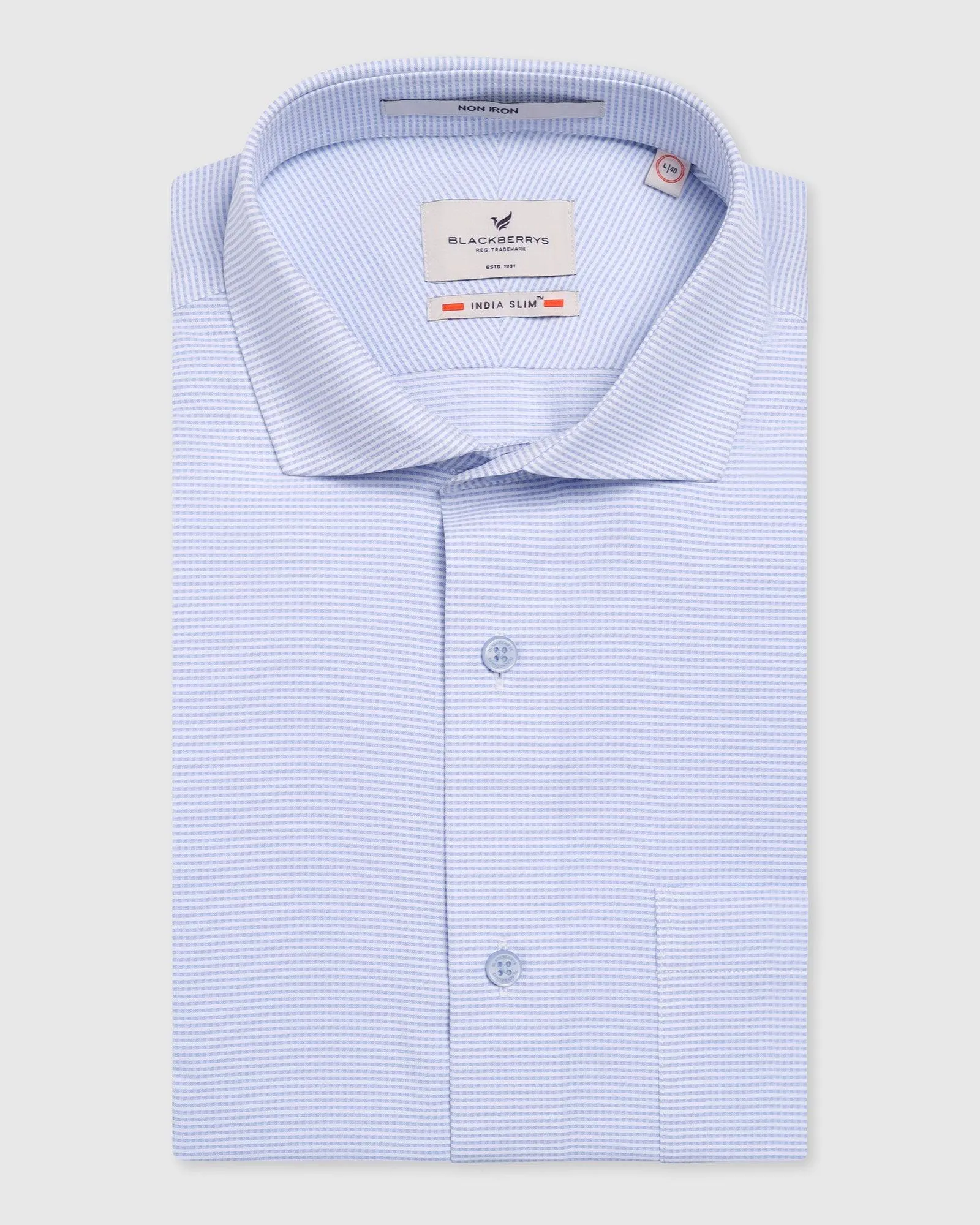 Non Iron Formal Blue Textured Shirt - Matrix