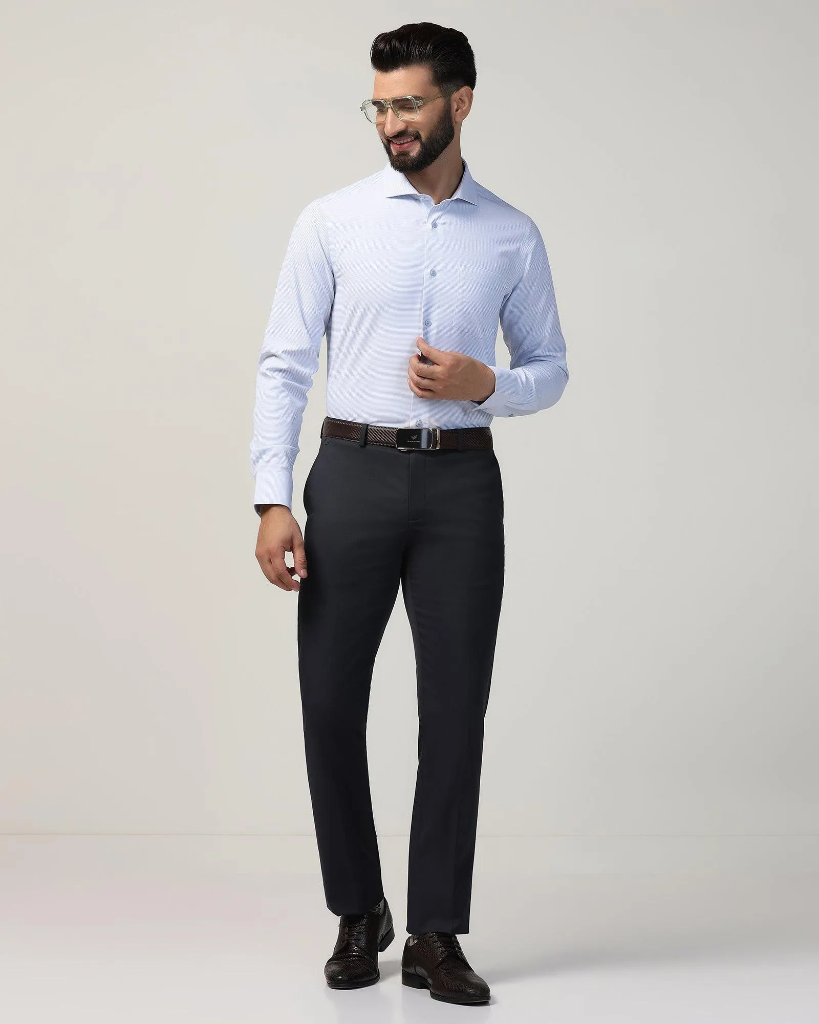 Non Iron Formal Blue Textured Shirt - Matrix