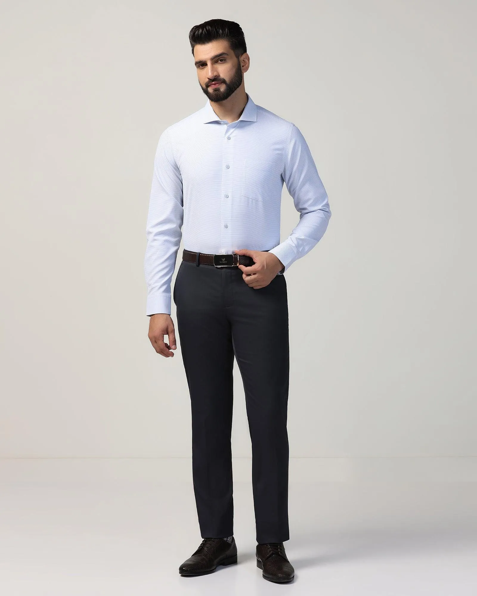 Non Iron Formal Blue Textured Shirt - Matrix