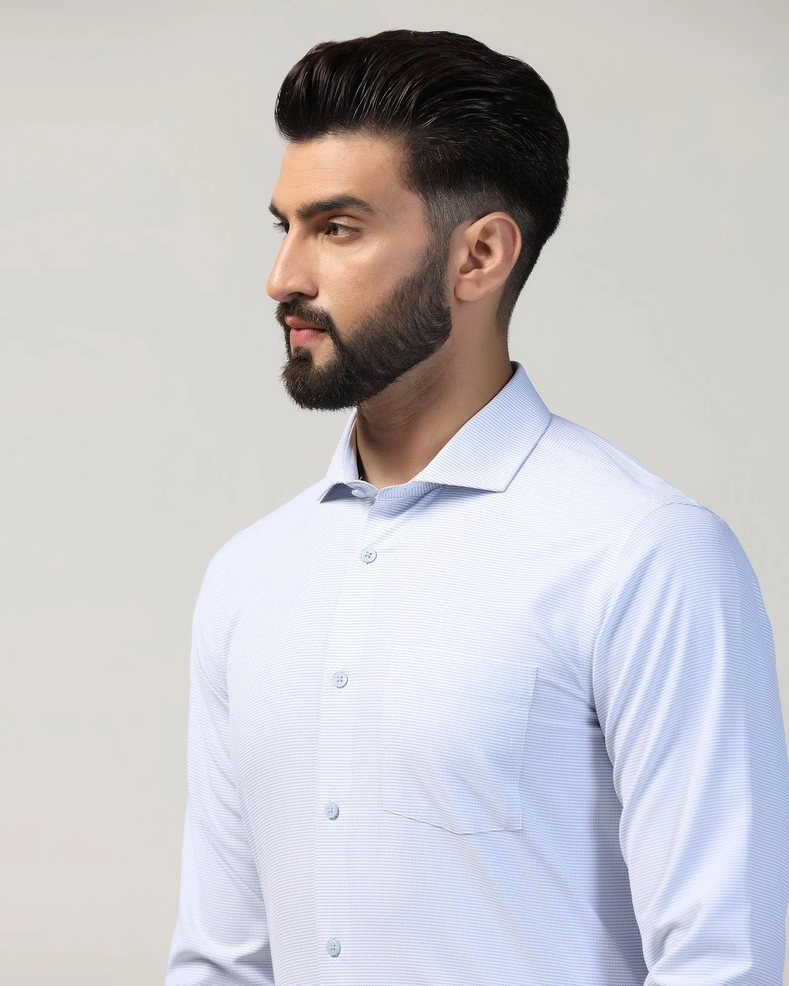 Non Iron Formal Blue Textured Shirt - Matrix