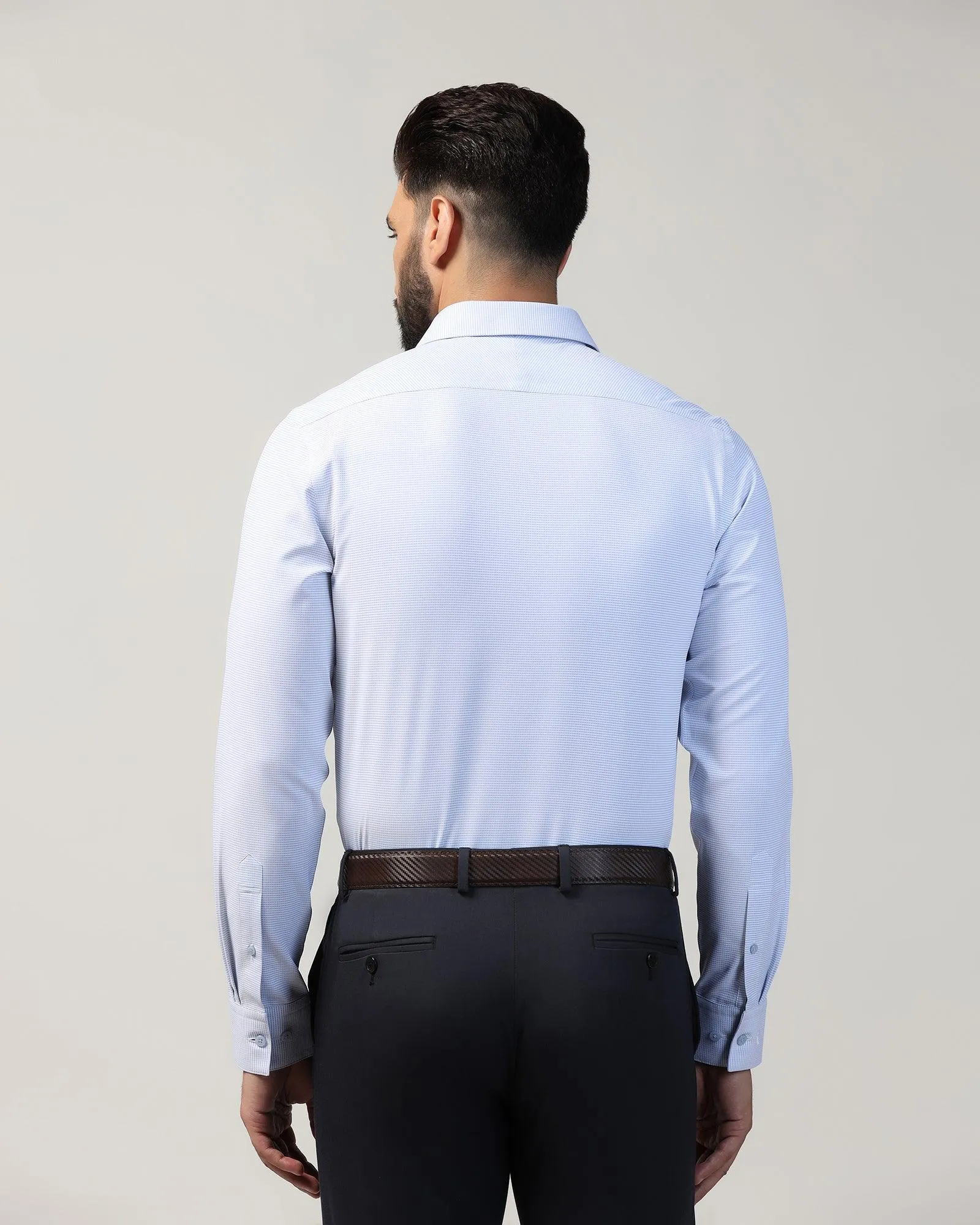 Non Iron Formal Blue Textured Shirt - Matrix