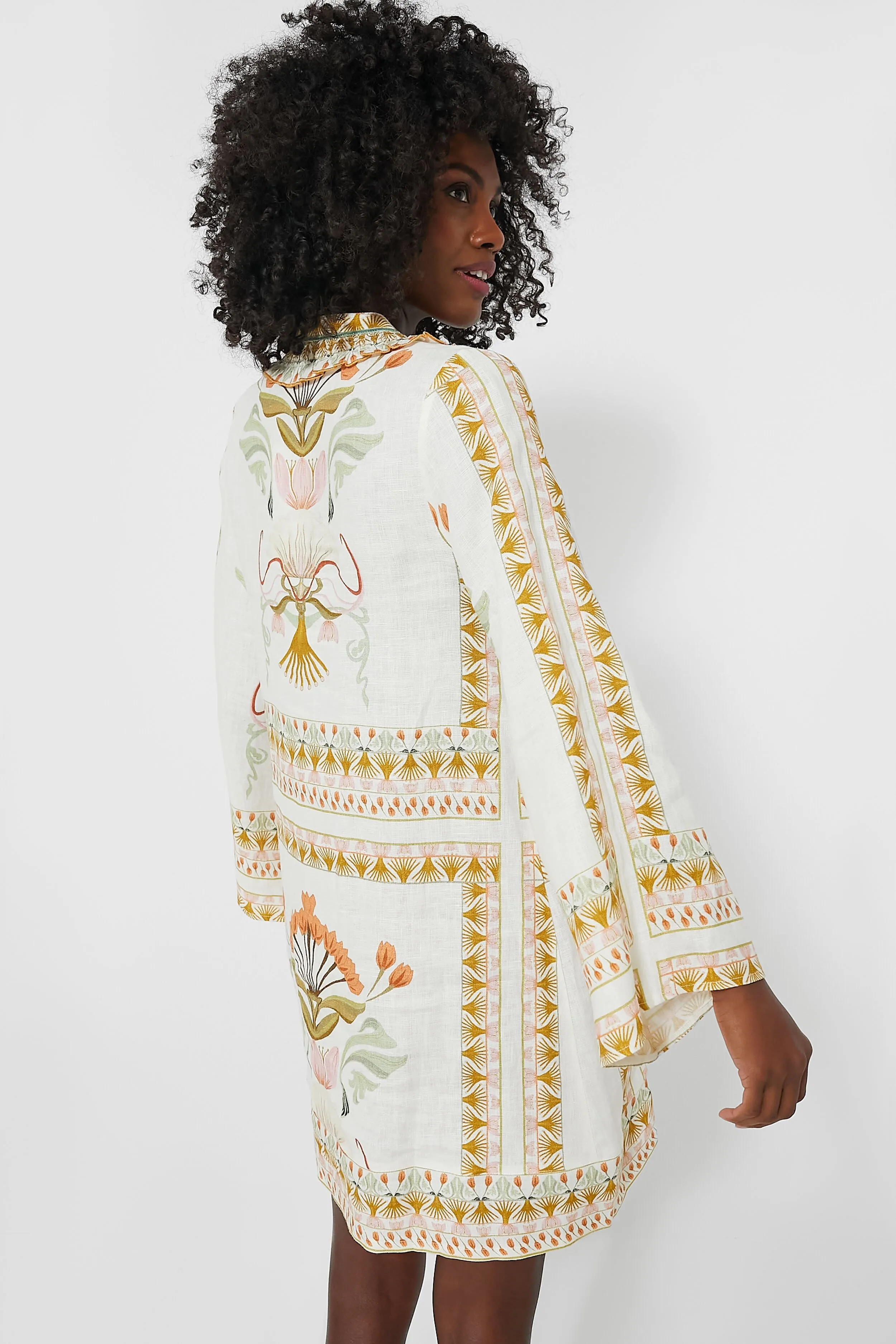 Off White and Mustard Tess Short Dress
