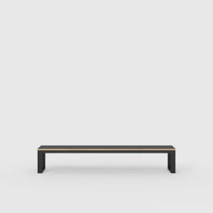 Plywood Bench Seat with Black Industrial Frame - Formica Diamond Black - 2400(w) x 325(d)