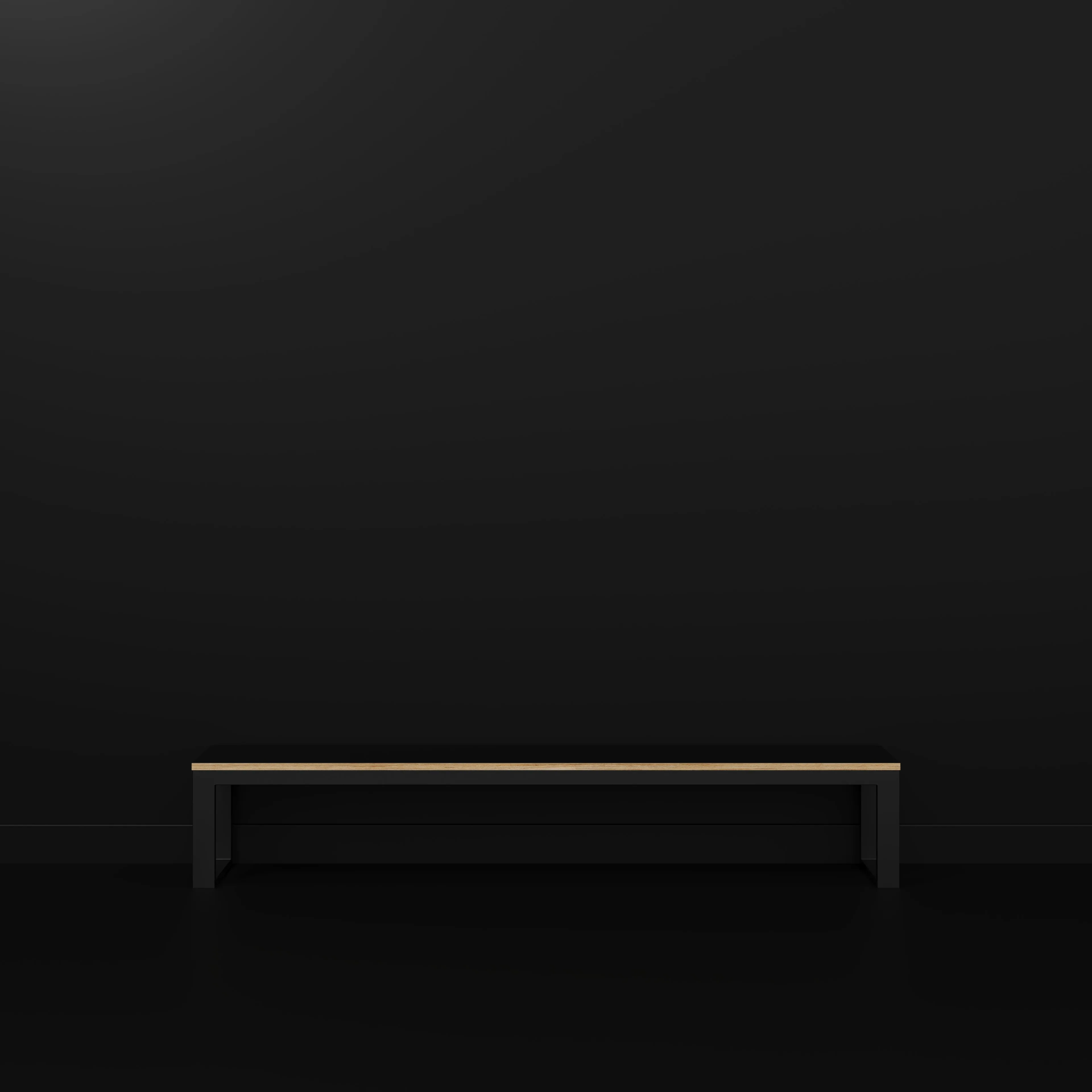 Plywood Bench Seat with Black Industrial Frame - Formica Diamond Black - 2400(w) x 325(d)