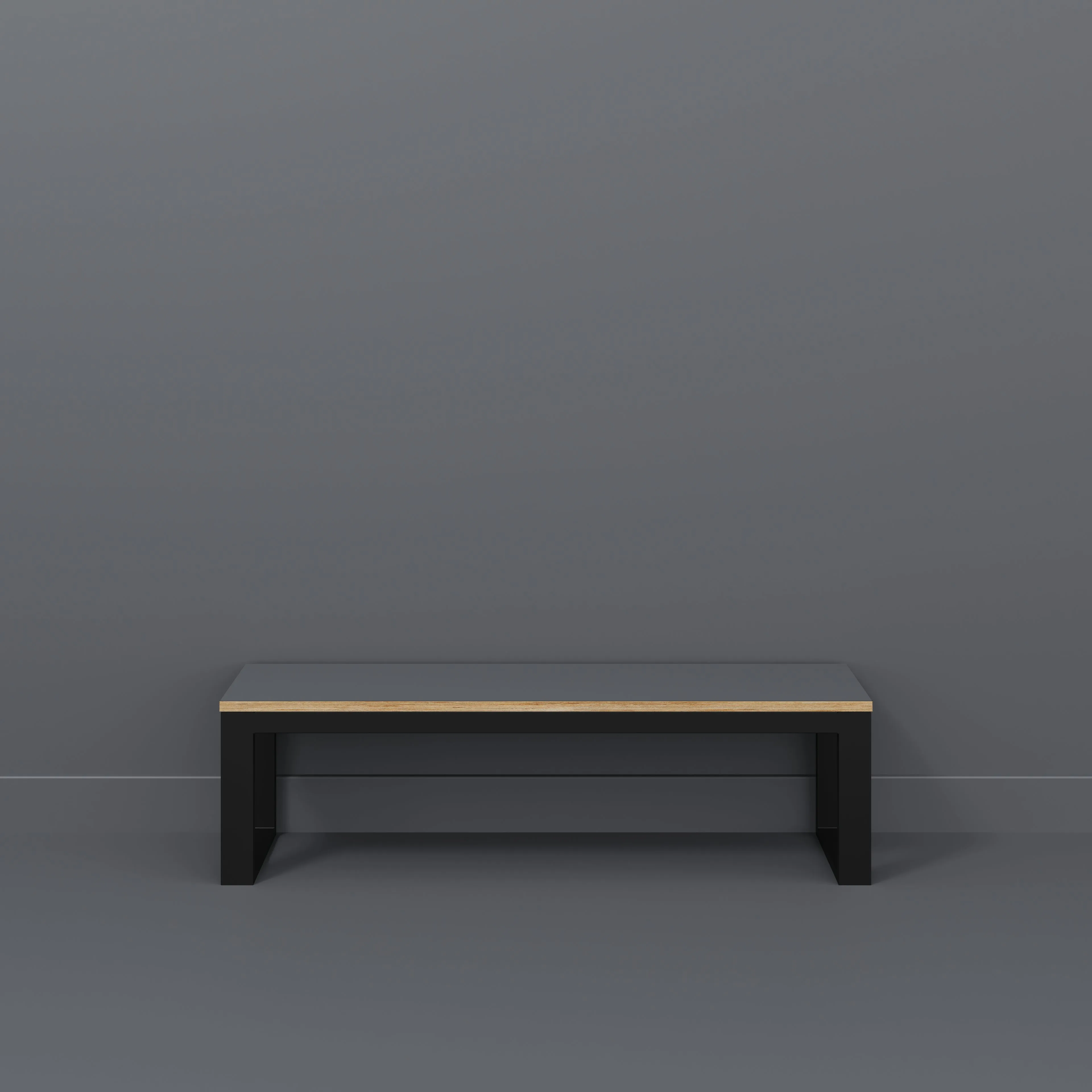 Plywood Bench Seat with Black Industrial Frame - Formica Tornado Grey - 1500(w) x 325(d)