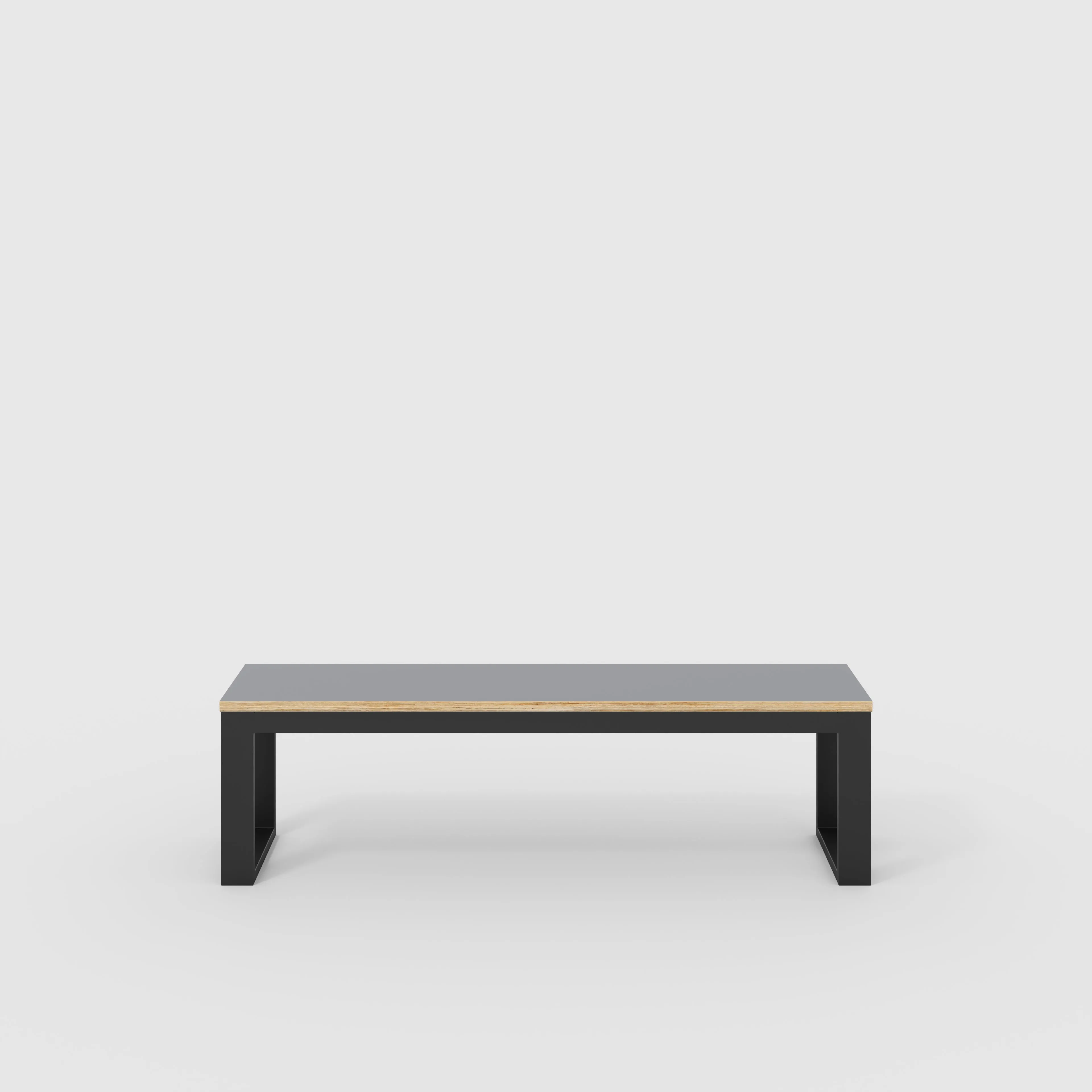 Plywood Bench Seat with Black Industrial Frame - Formica Tornado Grey - 1500(w) x 325(d)