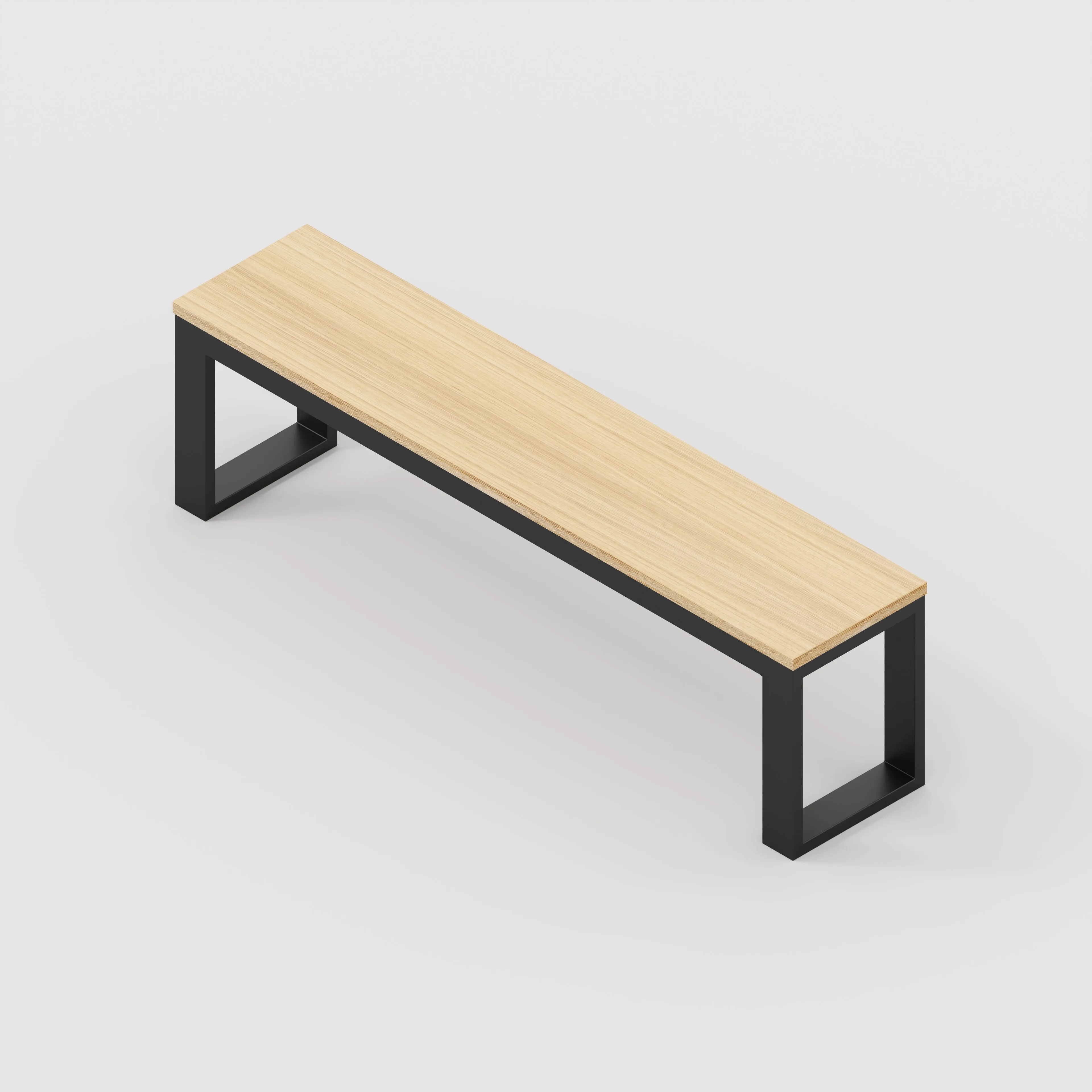 Plywood Bench Seat with Black Industrial Frame - Plywood Oak - 1500(w) x 325(d)