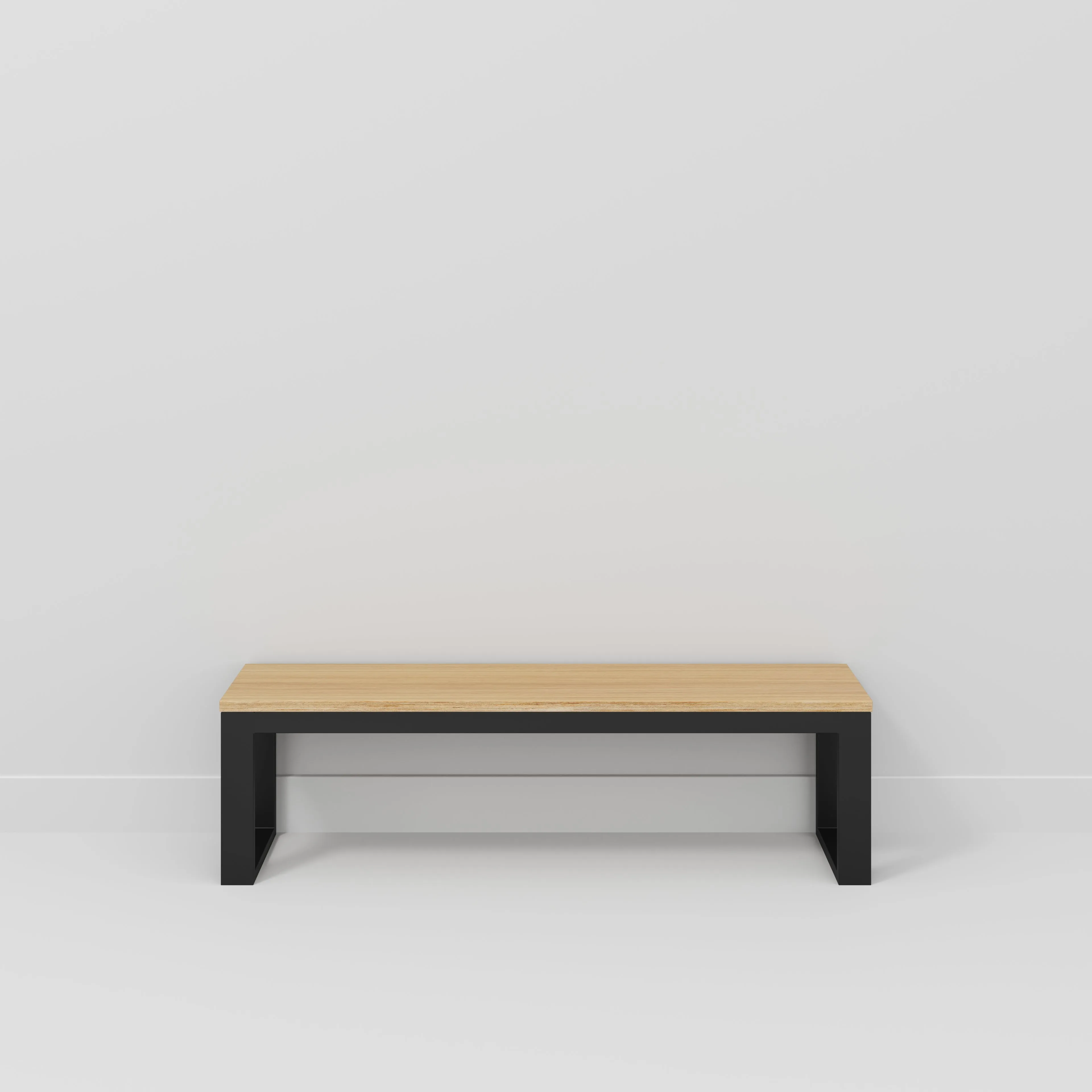 Plywood Bench Seat with Black Industrial Frame - Plywood Oak - 1500(w) x 325(d)