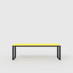 Plywood Desk with Black Industrial Frame - Formica Chrome Yellow - 2400(w) x 585(d) x 735(h)