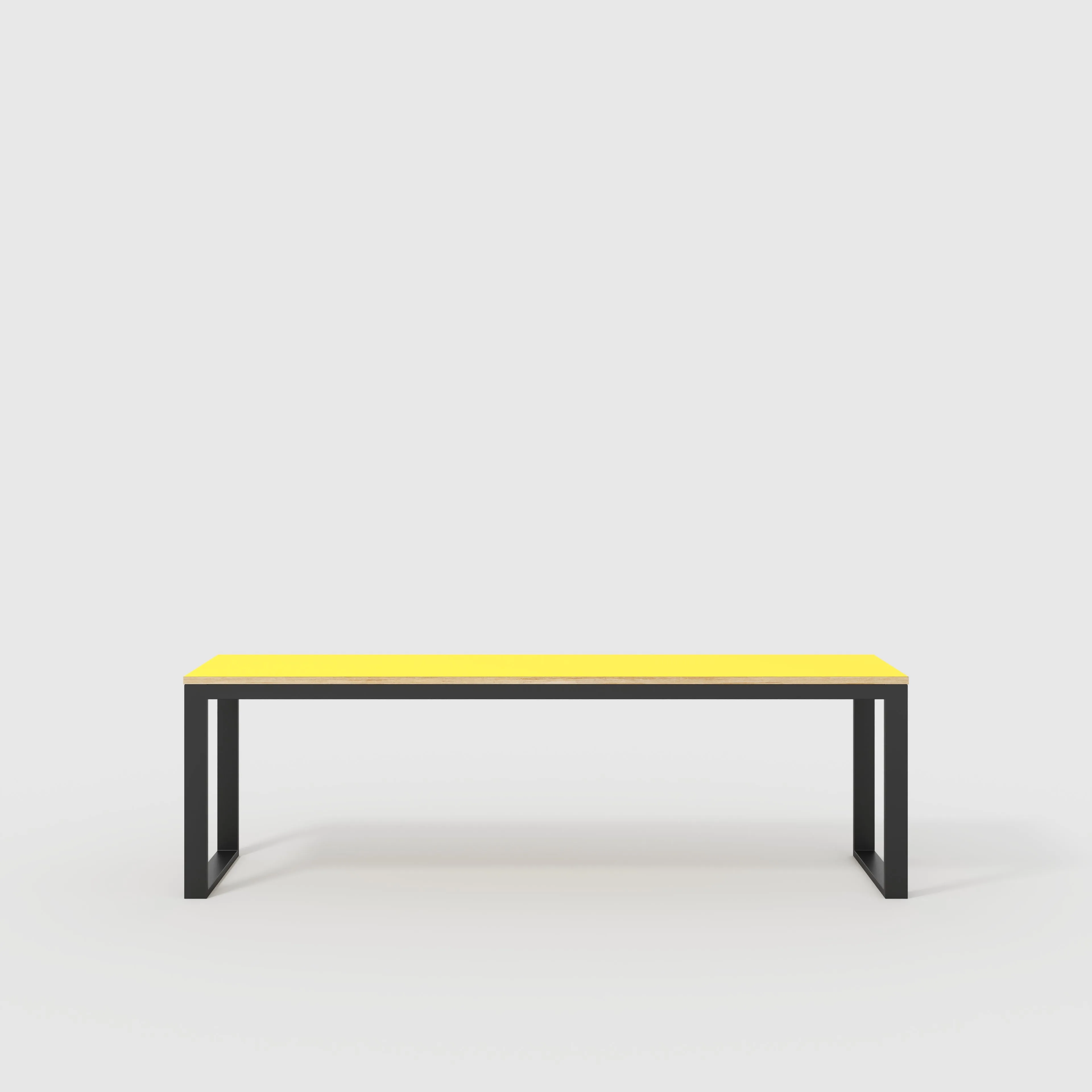 Plywood Desk with Black Industrial Frame - Formica Chrome Yellow - 2400(w) x 585(d) x 735(h)