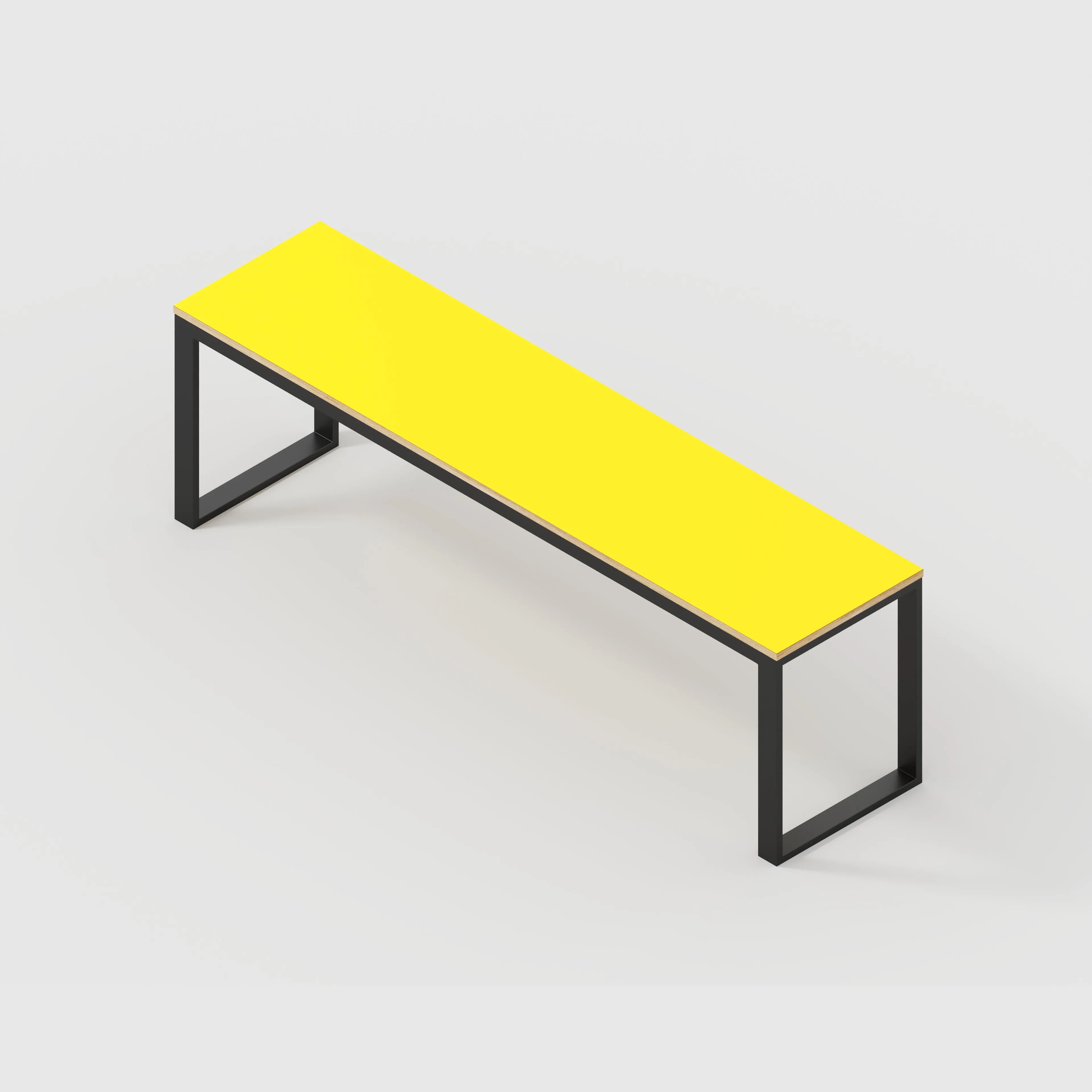 Plywood Desk with Black Industrial Frame - Formica Chrome Yellow - 2400(w) x 585(d) x 735(h)