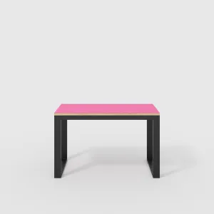 Plywood Desk with Black Industrial Frame - Formica Juicy Pink - 1200(w) x 585(d) x 735(h)