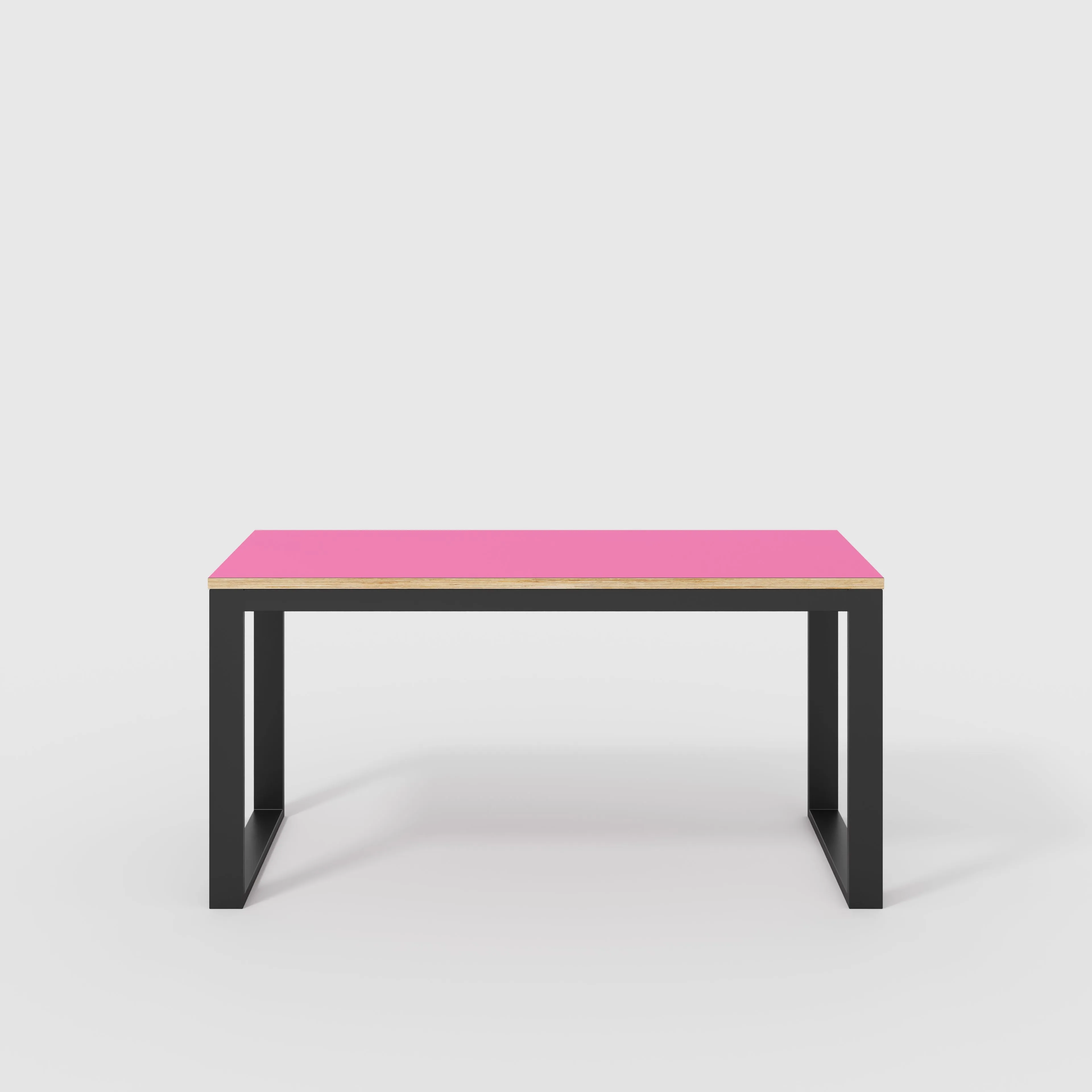 Plywood Desk with Black Industrial Frame - Formica Juicy Pink - 1500(w) x 585(d) x 735(h)