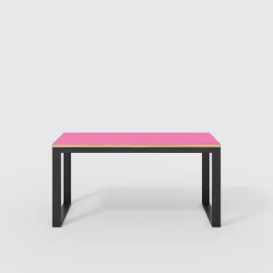Plywood Desk with Black Industrial Frame - Formica Juicy Pink - 1500(w) x 585(d) x 735(h)