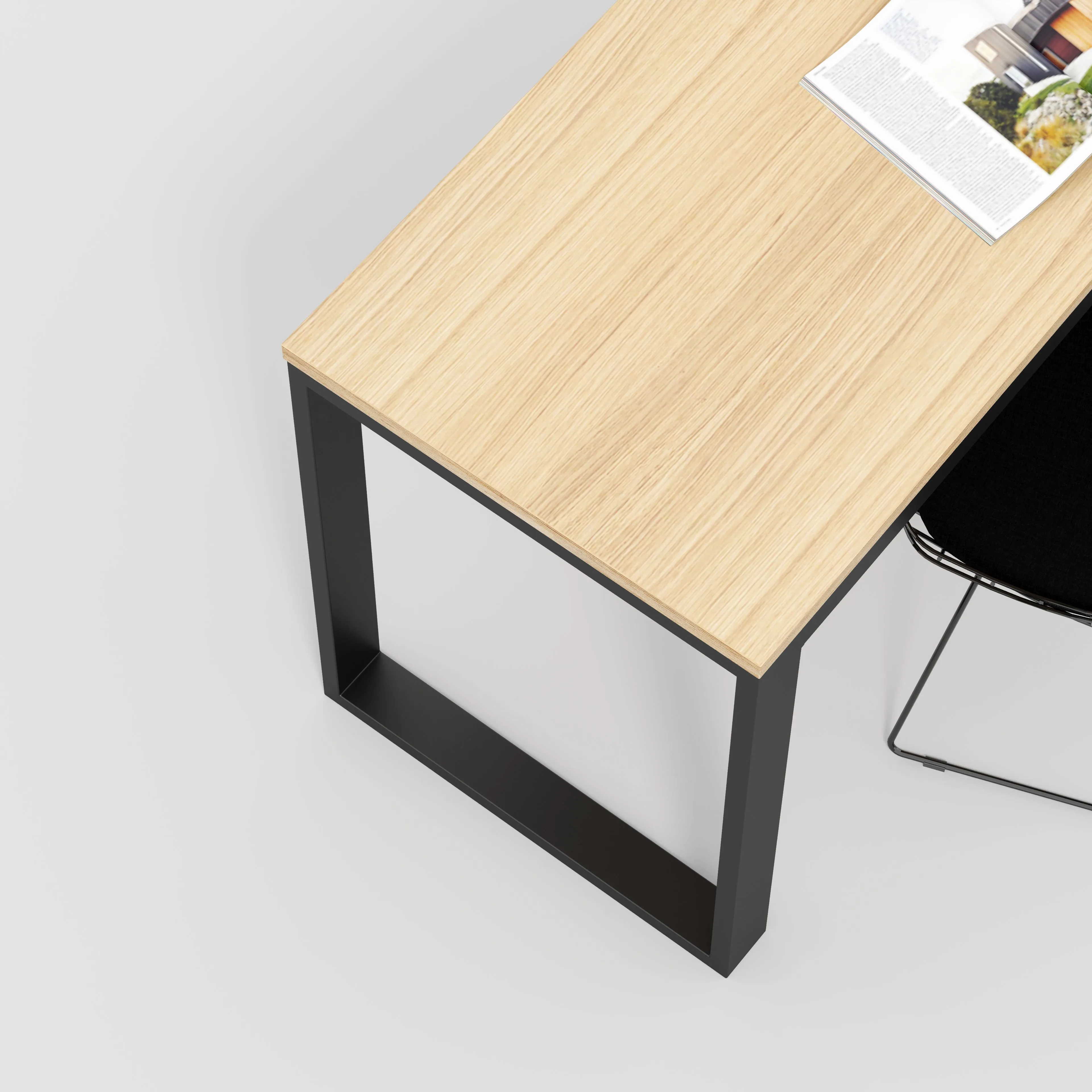 Plywood Desk with Black Industrial Frame - Plywood Oak - 1200(w) x 585(d) x 735(h)
