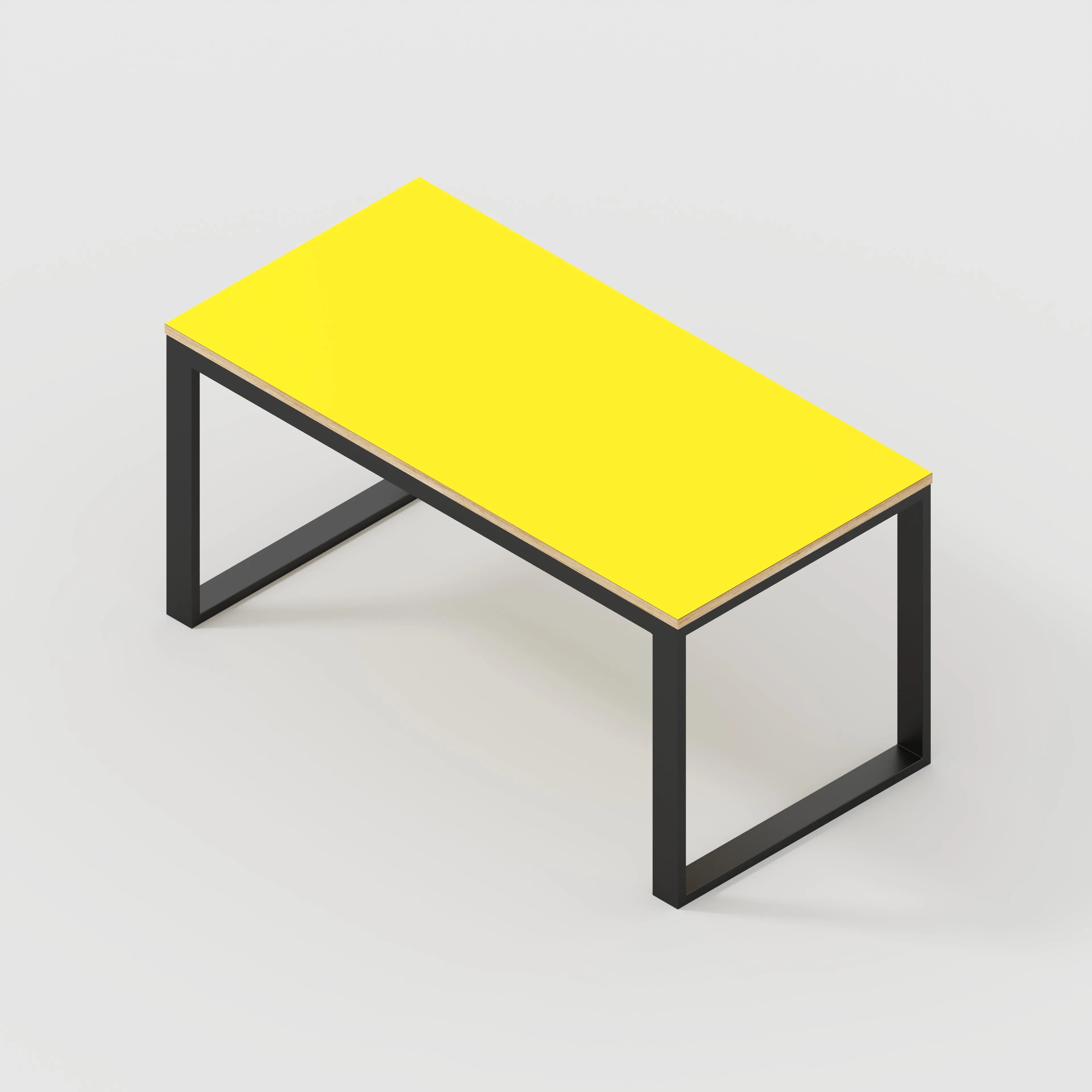 Plywood Table with Black Industrial Frame - Formica Chrome Yellow - 1500(w) x 745(d) x 735(h)