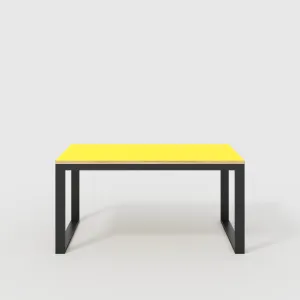 Plywood Table with Black Industrial Frame - Formica Chrome Yellow - 1500(w) x 745(d) x 735(h)
