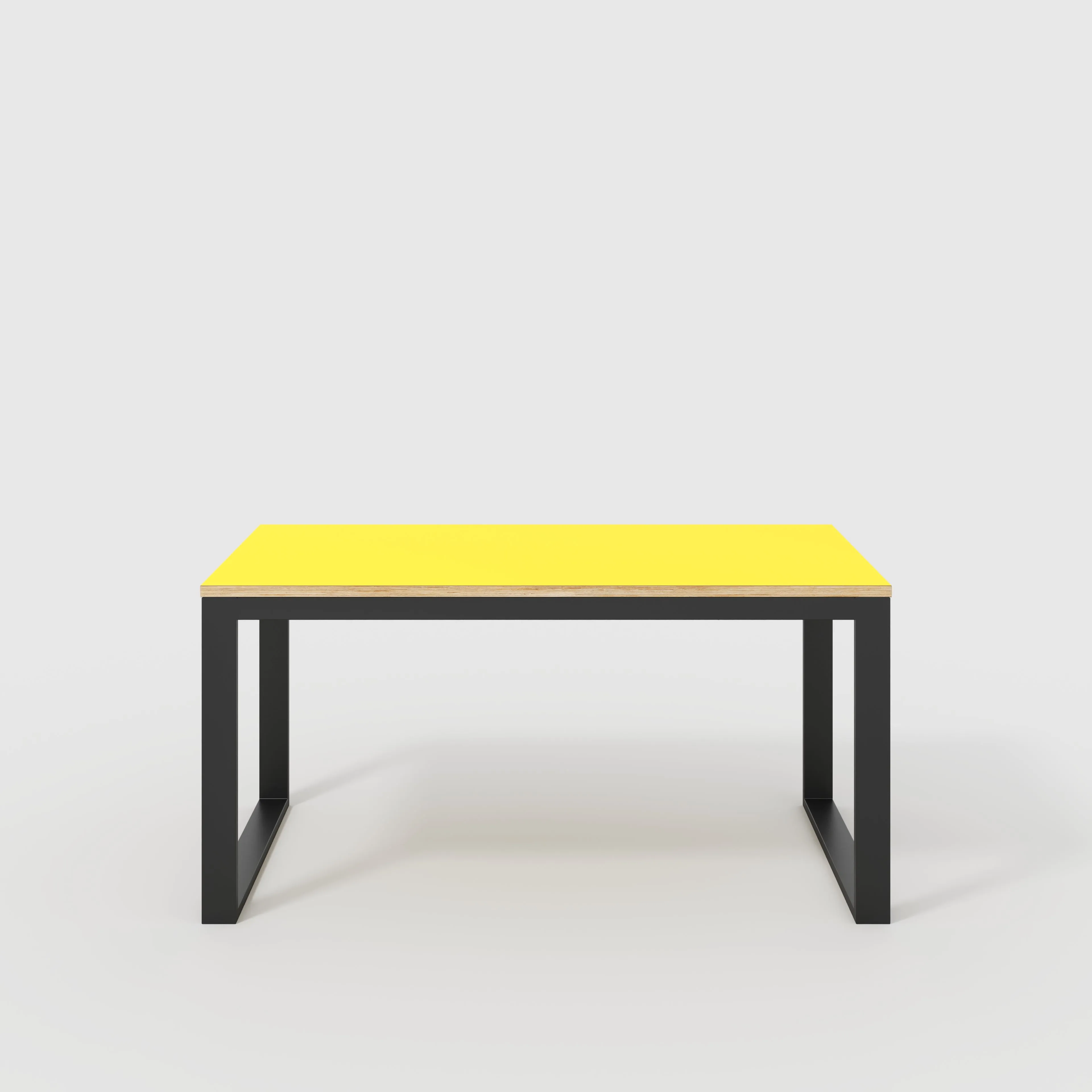 Plywood Table with Black Industrial Frame - Formica Chrome Yellow - 1500(w) x 745(d) x 735(h)