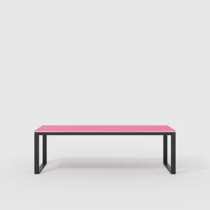 Plywood Table with Black Industrial Frame - Formica Juicy Pink - 2400(w) x 745(d) x 735(h)