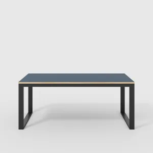Plywood Table with Black Industrial Frame - Formica Night Sea Blue - 1800(w) x 745(d) x 735(h)