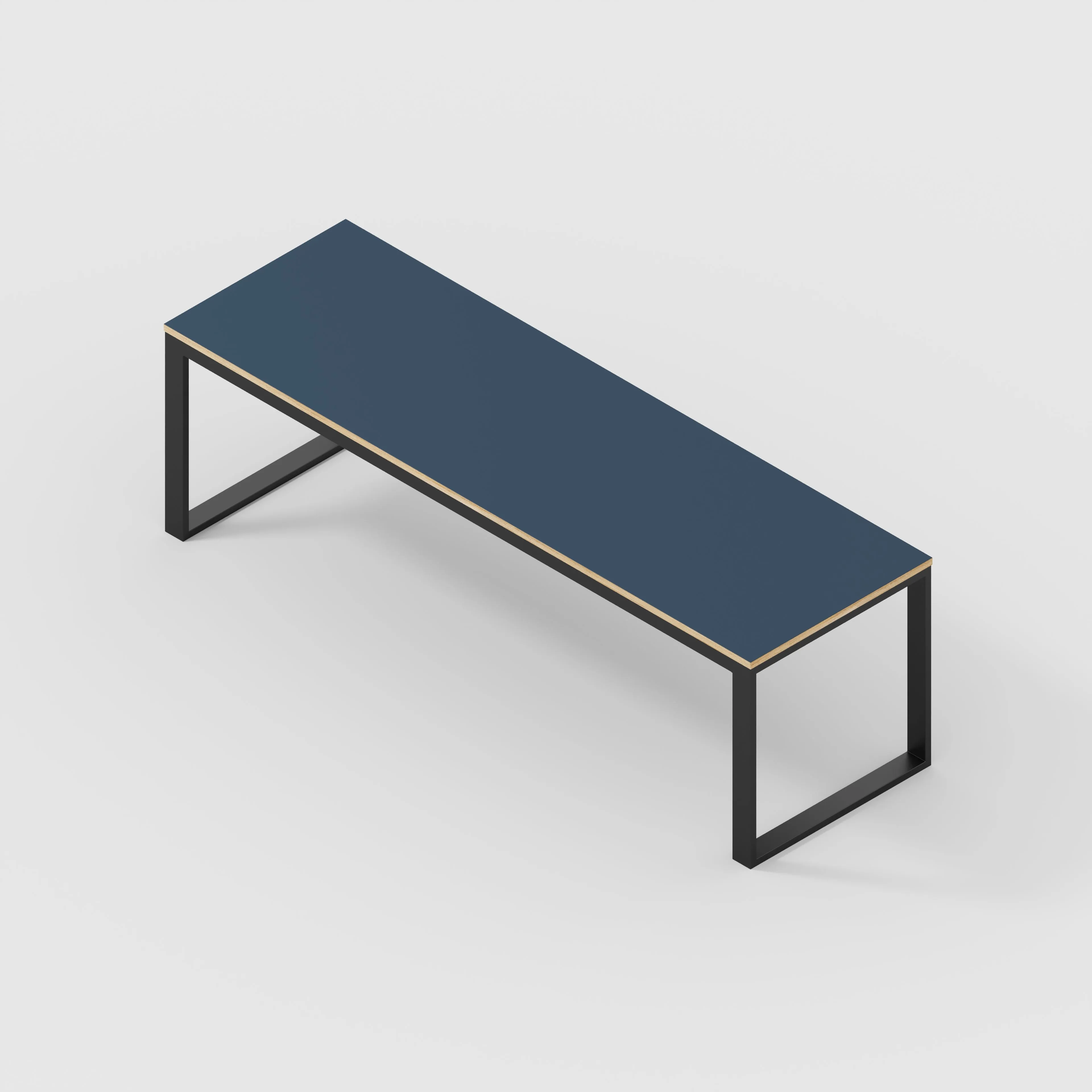 Plywood Table with Black Industrial Frame - Formica Night Sea Blue- 2400(w) x 745(d) x 735(h)