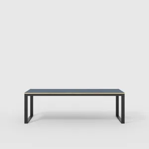 Plywood Table with Black Industrial Frame - Formica Night Sea Blue- 2400(w) x 745(d) x 735(h)
