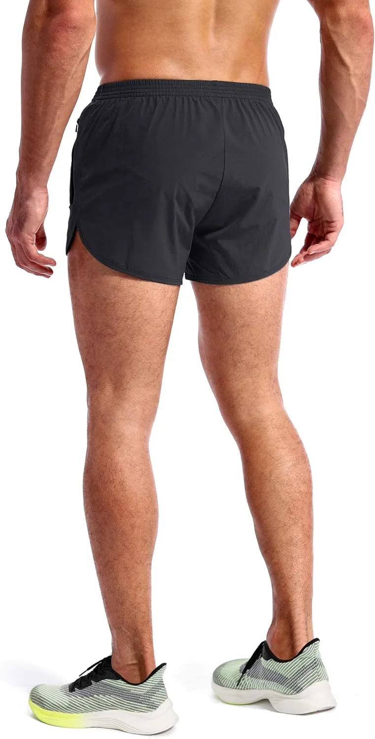 Pudolla Men??s Running Shorts 3 Inch Quick Dry Gym Athletic Workout Shorts for Men with Zipper Pockets