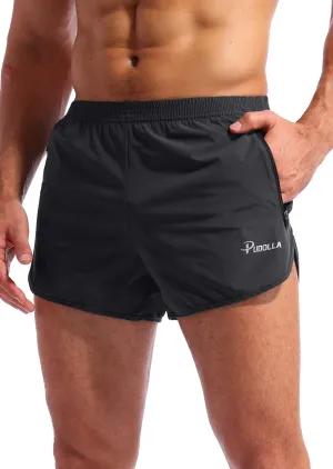 Pudolla Men??s Running Shorts 3 Inch Quick Dry Gym Athletic Workout Shorts for Men with Zipper Pockets