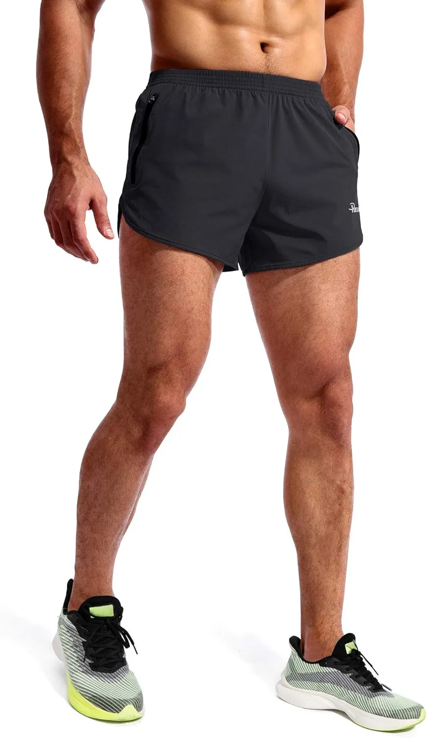 Pudolla Men??s Running Shorts 3 Inch Quick Dry Gym Athletic Workout Shorts for Men with Zipper Pockets