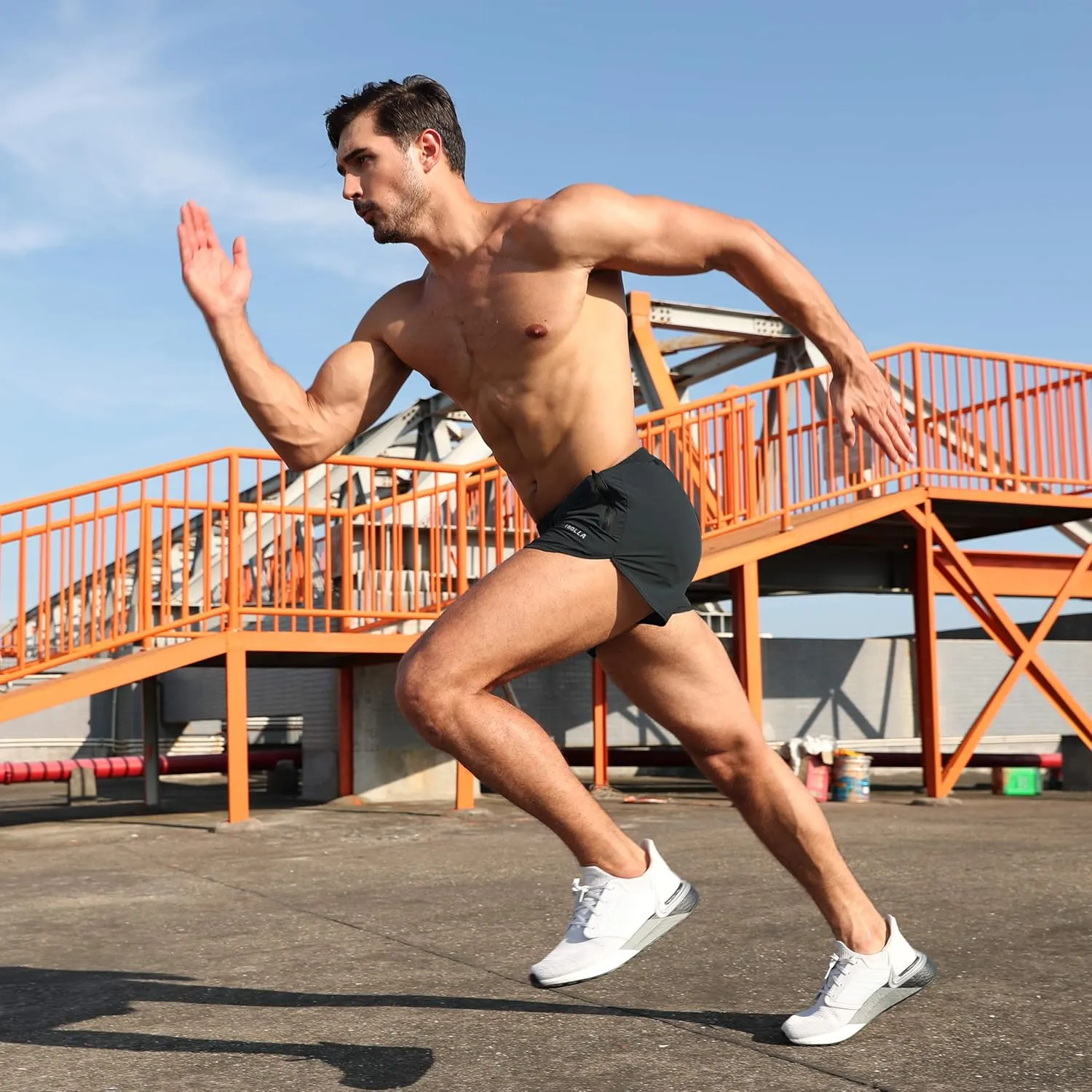 Pudolla Men??s Running Shorts 3 Inch Quick Dry Gym Athletic Workout Shorts for Men with Zipper Pockets