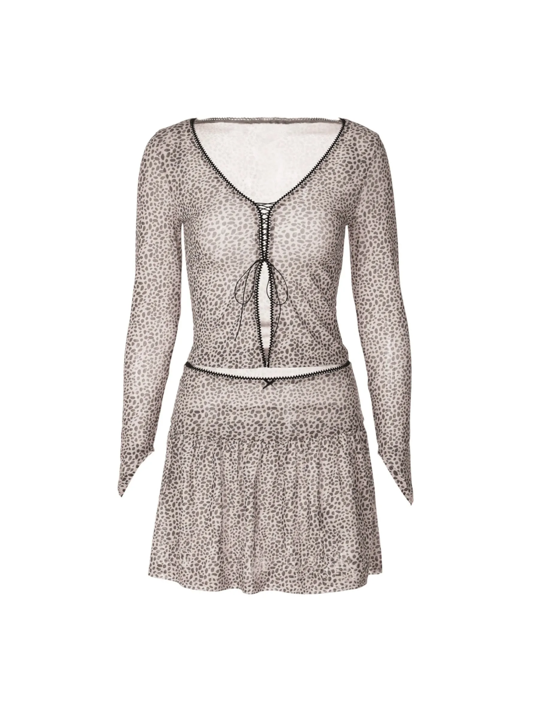 Ranya Leopard Lace-Up Two-Piece Set