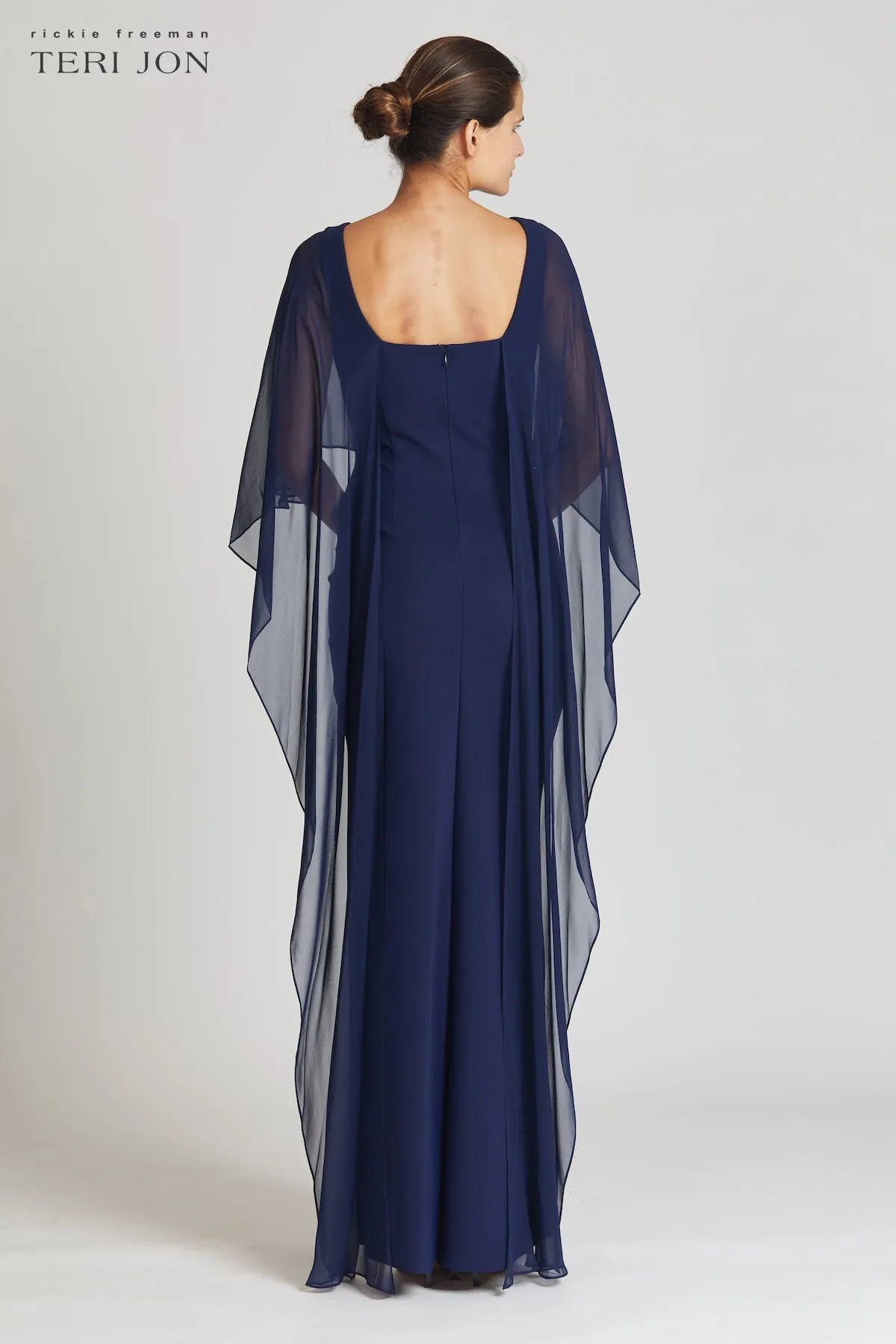 Scuba Gown with Chiffon Cape