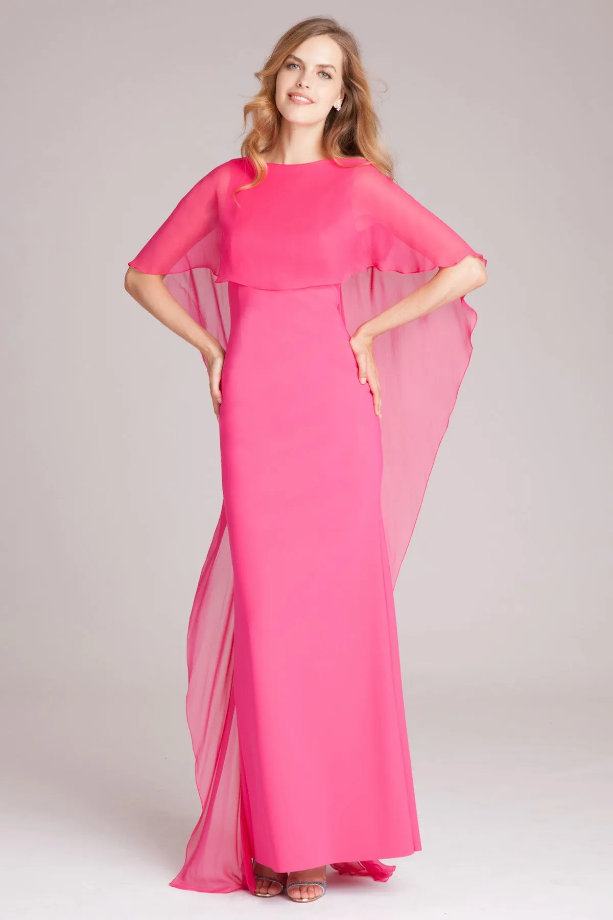 Scuba Gown with Chiffon Cape