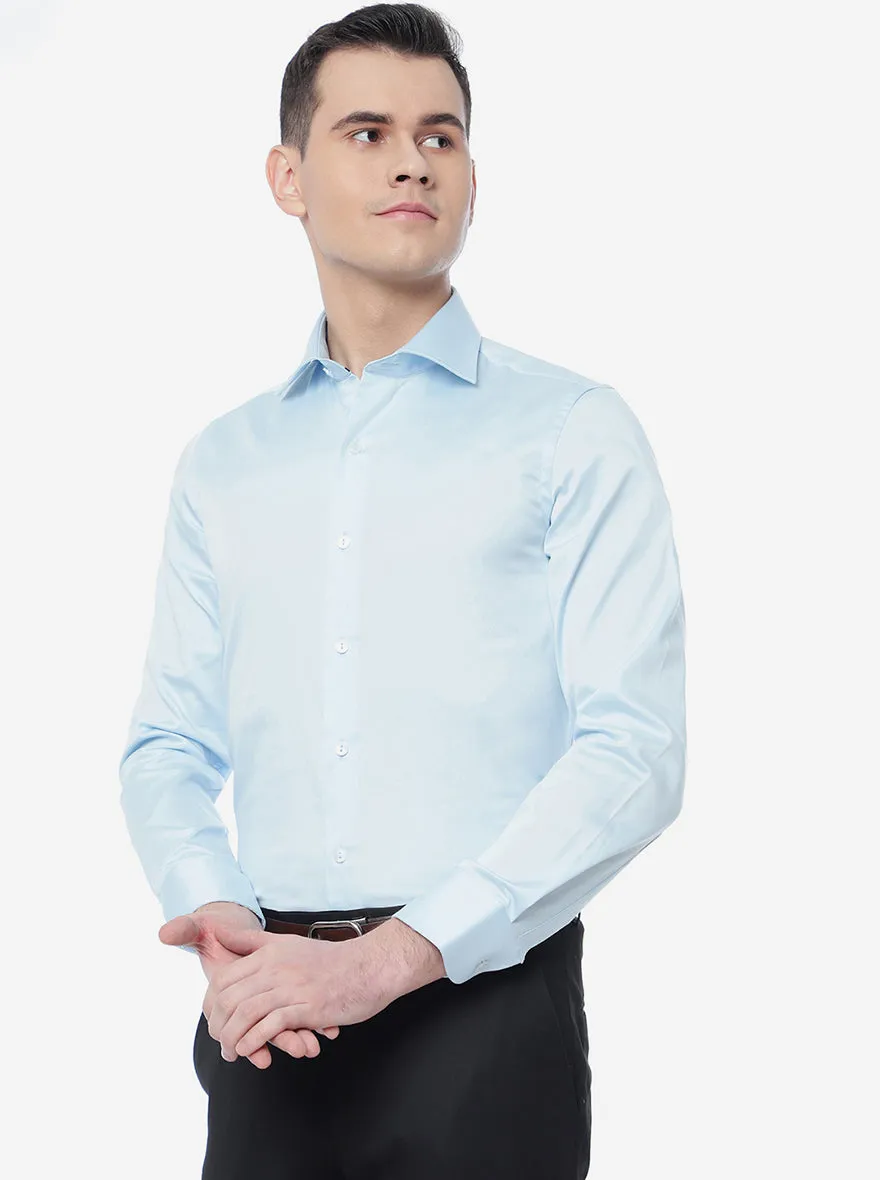 Sky Blue Solid Slim Fit Party Wear Shirt | Wyre
