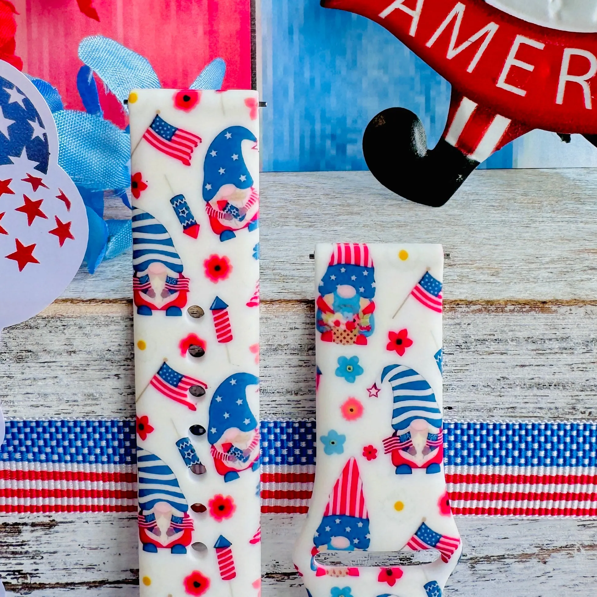 Star Spangled Gnomes Print Silicone Band For Samsung Watch