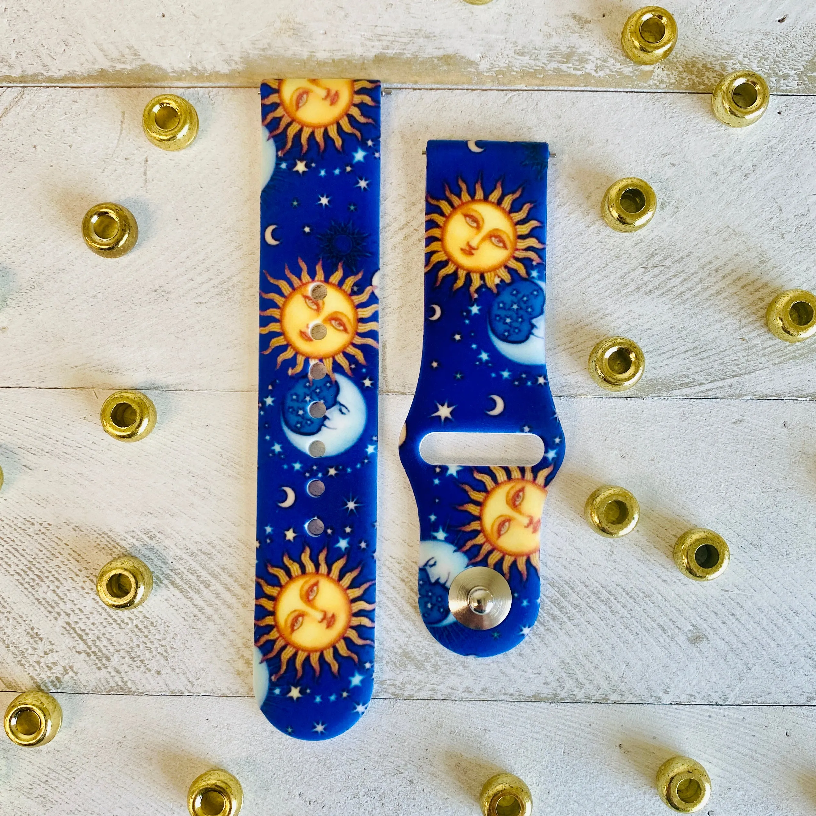 Sun,Moon,Stars Print Silicone Band For Samsung Watch