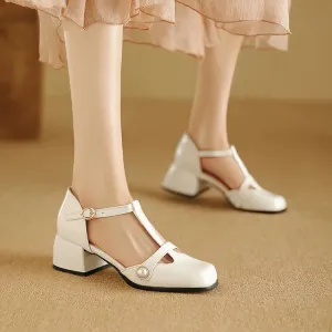 TAVIMART  -  Female Sandal Comfort Shoes for Women Med Large Size 2024 Summer Block Heels Girls Medium Big Low Beige Chunky New Fashion Scand