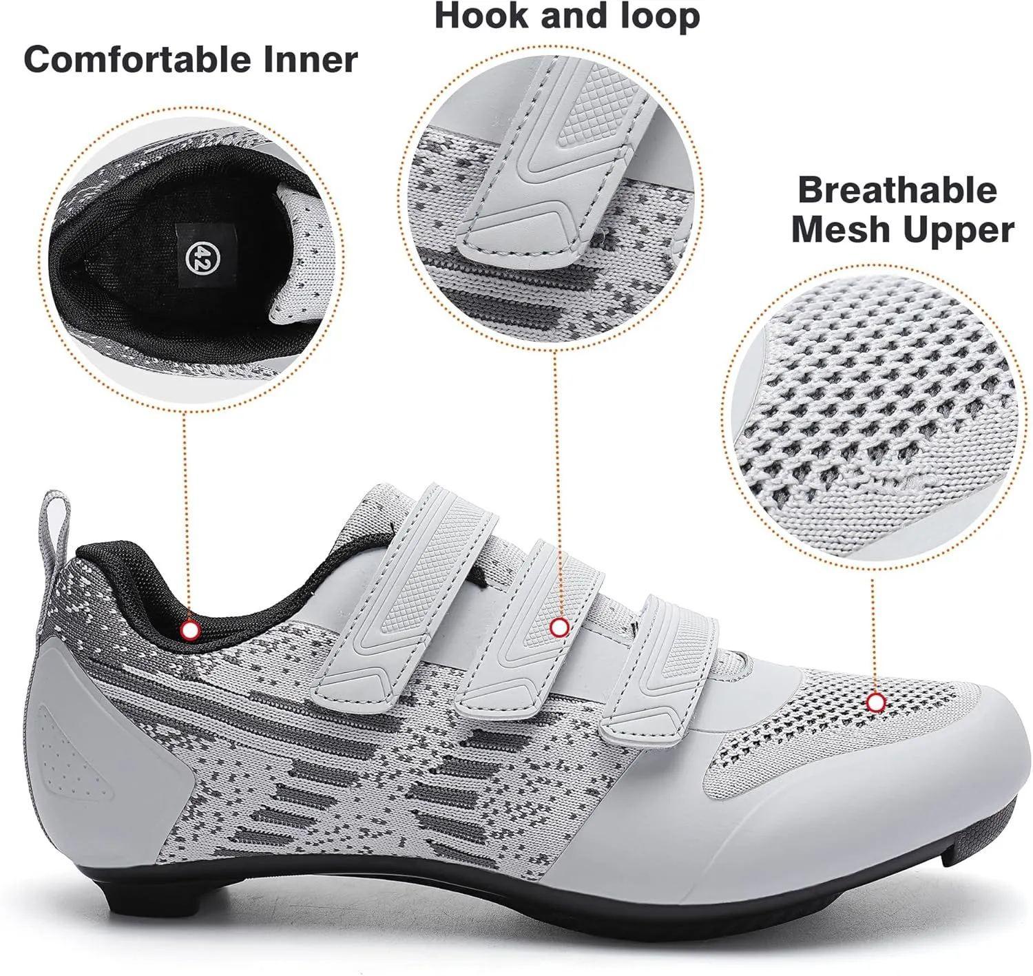 Unisex Road Bike Cycling Shoes Compatible with Peloton Shimano SPD Bike Riding Shoes for Men Women, 3 Straps, Pre-Installed Delta Cleats for Indoor Outdoor Cycling Biking