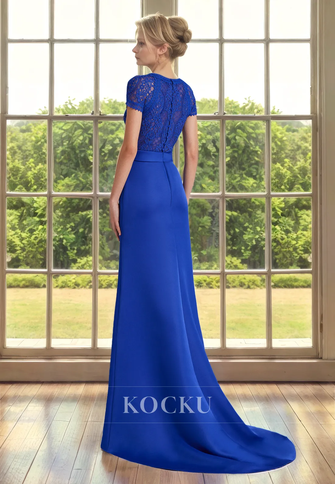 V-Neck Appliques A-Line Short sleeves Cocktail Mother of the Bride Dress