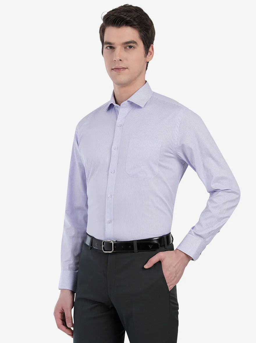 White & Purple Striped Regular Fit Formal Shirt | JadeBlue