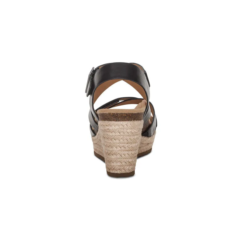 WOMEN'S AETREX ANNA ARCH SUPPORT WEDGE SANDAL | BLACK