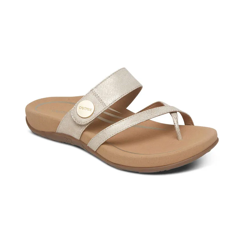 WOMEN'S AETREX IZZY ADJUSTABLE SLIDE SANDAL | LIGHT / GOLD