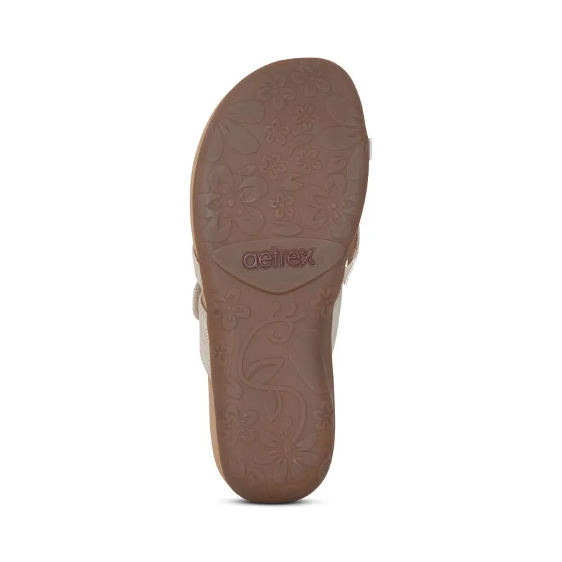 WOMEN'S AETREX IZZY ADJUSTABLE SLIDE SANDAL | LIGHT / GOLD