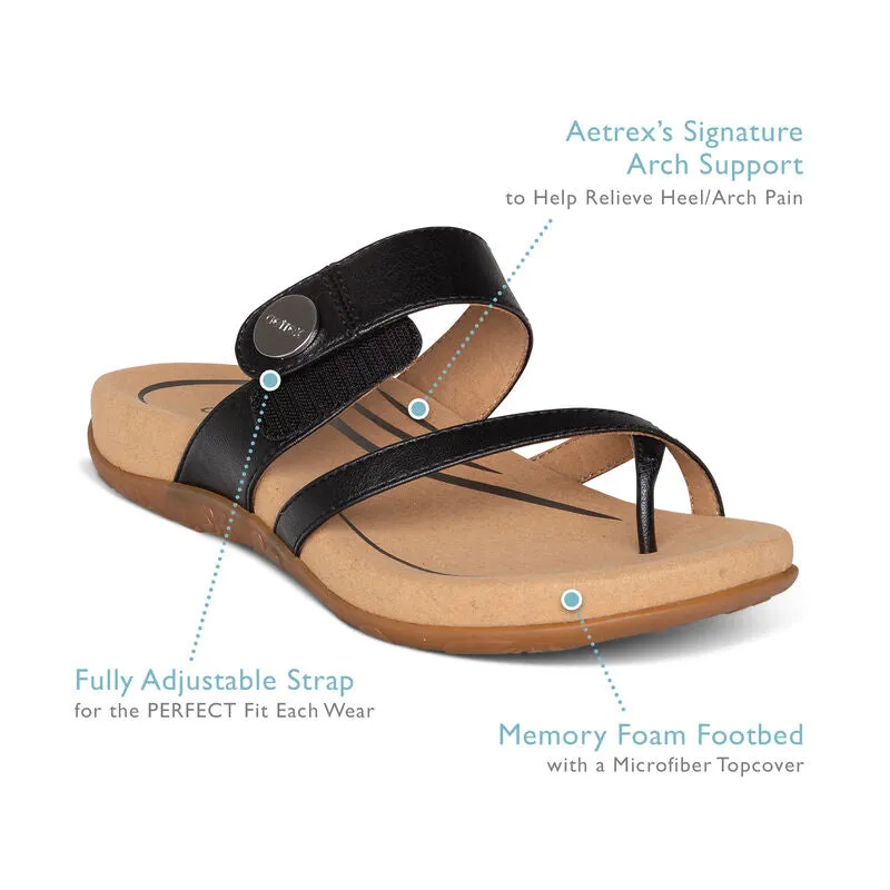 WOMEN'S AETREX IZZY ADJUSTABLE SLIDE SANDAL | LIGHT / GOLD