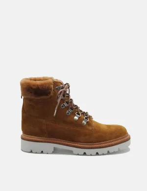 Womens Grenson Brooke Derby Hiker Boot (Suede) - Rum Brown