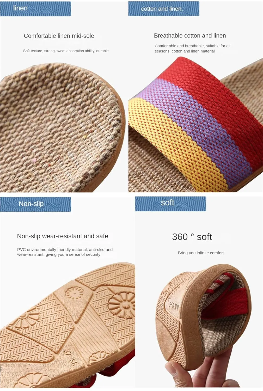 Women's Indoor Linen Cotton Linen Home Slippers Casual Sandals